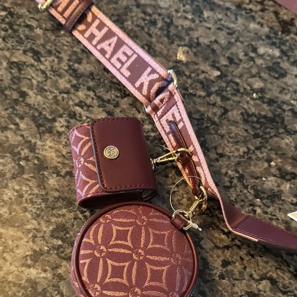 Michael Kors pink Metallic embossed jet set travel Crossbody Bag NWT